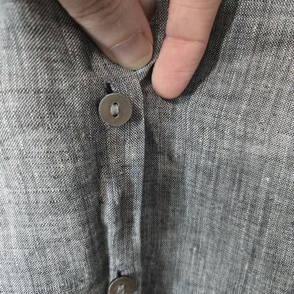 J Jill Love Linen Essential Shirt Grey Minimalist Beach Large Petite - Picture 3 of 7